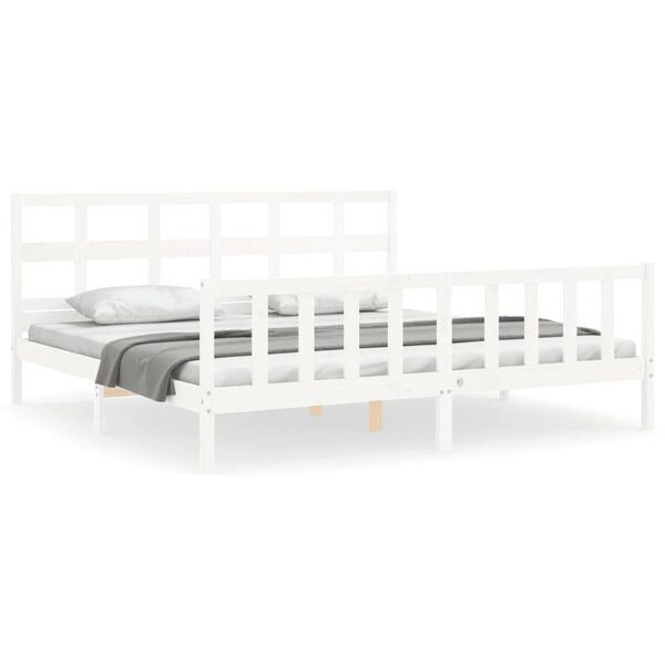 vidaXL Cadre de lit sans matelas blanc 200x200 cm bois massif de pin