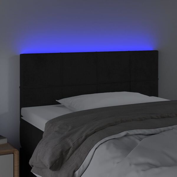 vidaXL T&ecirc;te de lit &agrave; LED Noir 100x5x78/88 cm Velours