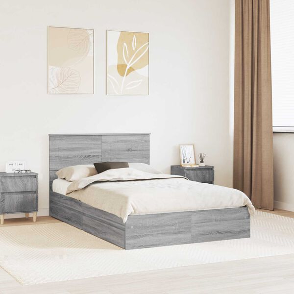 vidaXL Lit de Rangement Gris Sonoma 135 x 190 cm Bois d'ingénierie