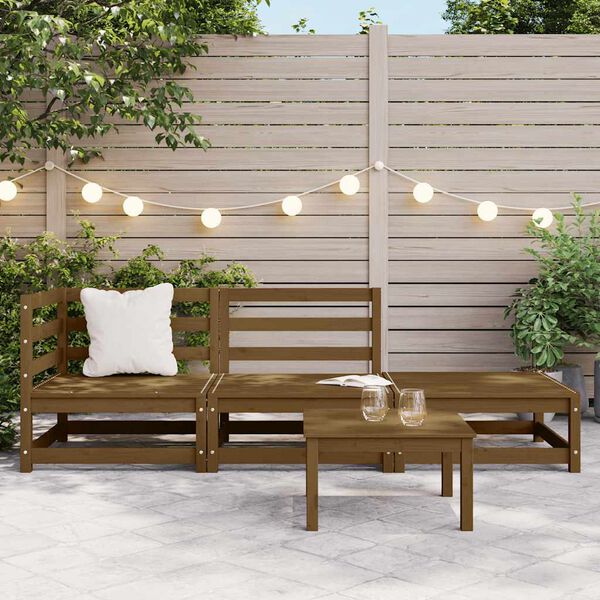 vidaXL Salon de jardin 3 pcs marron miel bois de pin massif