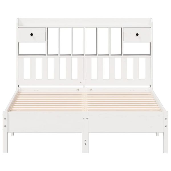 vidaXL Lit biblioth&egrave;que sans matelas blanc 150x200 cm bois pin massif