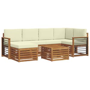 vidaXL Ensemble de canap&eacute;s d'ext&eacute;rieur 7 pc Naturel et Cr&egrave;me Polyester