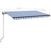 vidaXL Auvent automatique capteur de vent/LED 300x250 cm Bleu et blanc