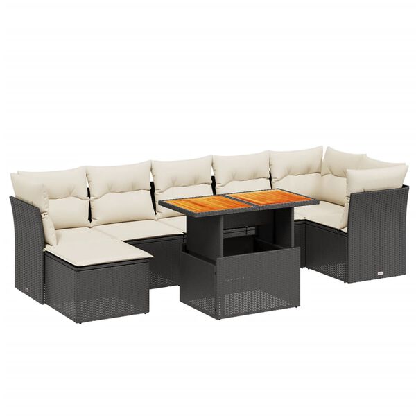 vidaXL Salon de jardin 8 pcs avec coussins noir r&eacute;sine tress&eacute;e