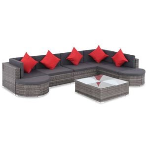vidaXL Salon de jardin 8 pi&egrave;ces avec coussins en r&eacute;sine tress&eacute;e grise