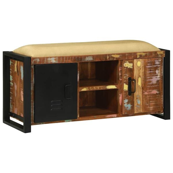 vidaXL Cabinet Banc Multicolore Bois massif de r&eacute;cup&eacute;ration