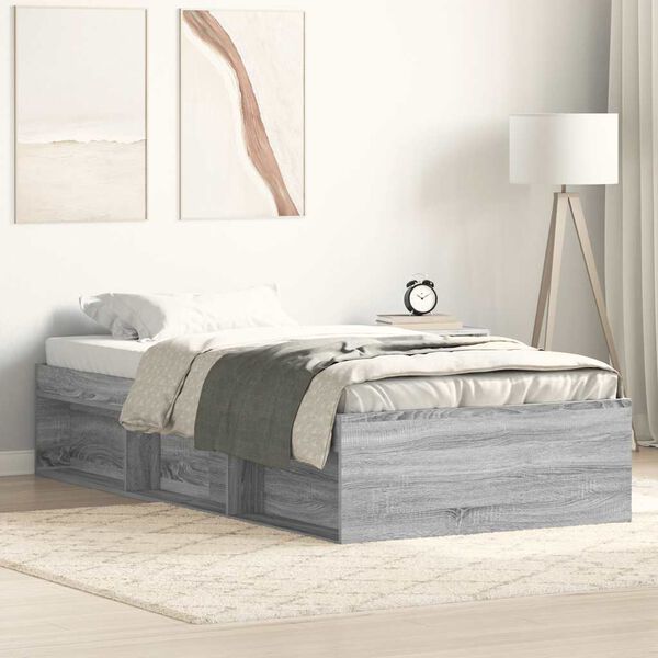 vidaXL Cadre de lit sans matelas sonoma gris 90x190 cm