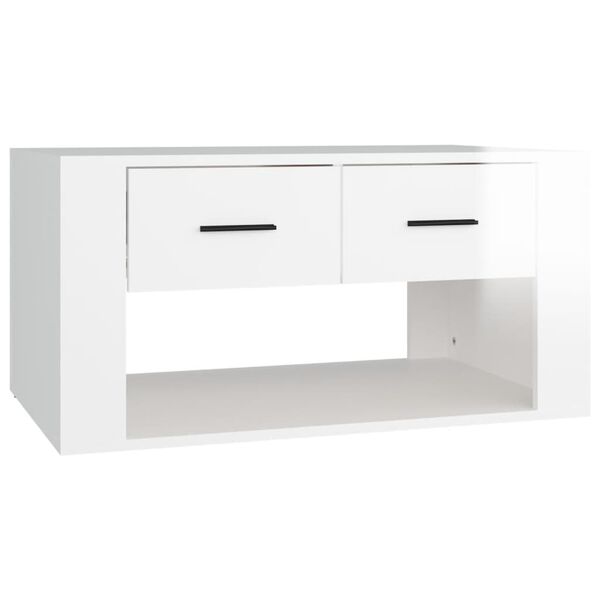 vidaXL Table basse Blanc brillant 80x50x40 cm Bois d'ing&eacute;nierie