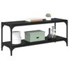vidaXL Meuble TV Ch&ecirc;ne noir 100x33x41cm Bois d'ing&eacute;nierie et fer