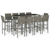vidaXL Ensemble de bar de jardin 11 pcs gris r&eacute;sine tress&eacute;e