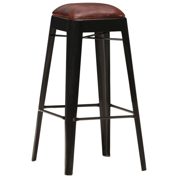 vidaXL Tabourets de bar lot de 4 noir cuir v&eacute;ritable