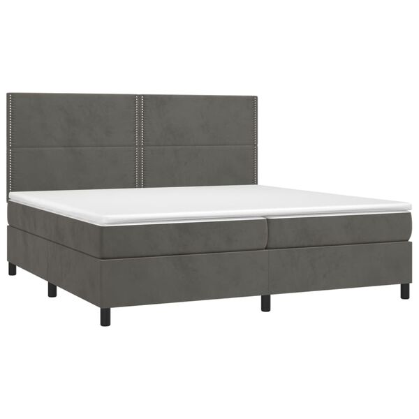 vidaXL Sommier &agrave; lattes de lit et matelas Gris fonc&eacute; 200x200cm Velours
