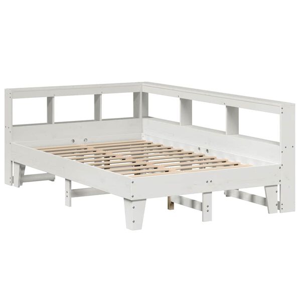vidaXL Lit biblioth&egrave;que sans matelas blanc 135x190 cm bois pin massif