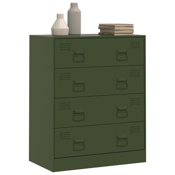 vidaXL Buffet vert olive 67x39x83 cm acier