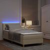 vidaXL Lit &agrave; ressort LED avec matelas avec LED Cr&egrave;me 90 x 190 cm tissu