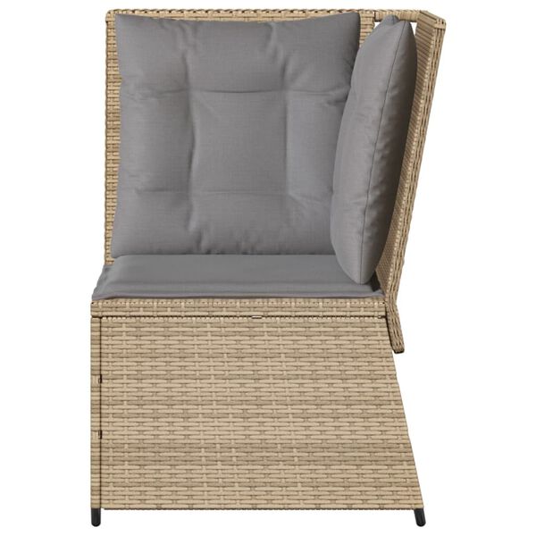 vidaXL Canap&eacute; d'angle de jardin avec coussins beige r&eacute;sine tress&eacute;e