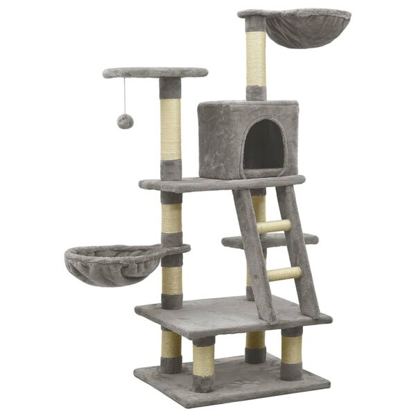 vidaXL Arbre à chat avec griffoirs en sisal Gris 122 cm