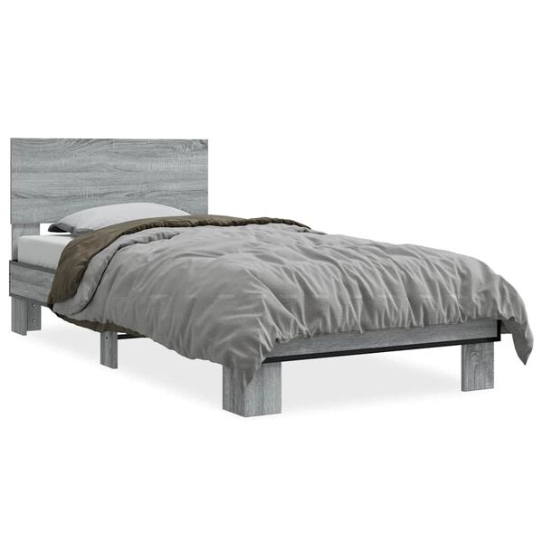 vidaXL Cadre de lit sans matelas sonoma gris 75x190 cm