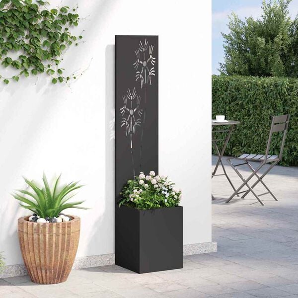 vidaXL &Eacute;cran de confidentialit&eacute; de jardin Floral Noir 32 x 150 cm