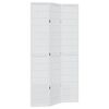 vidaXL Cloison de s&eacute;paration 3 panneaux blanc bois de paulownia massif