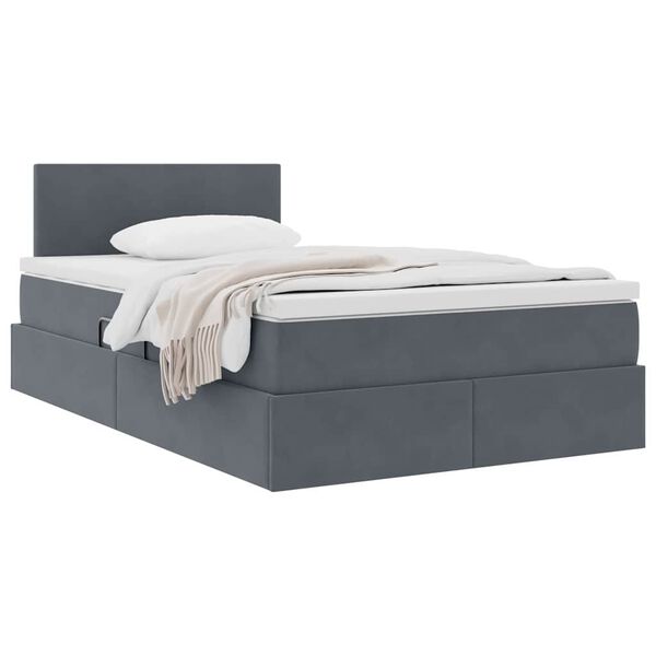 vidaXL Lit de Rangement avec matelas Gris foncé 120 x 200 cm Velours
