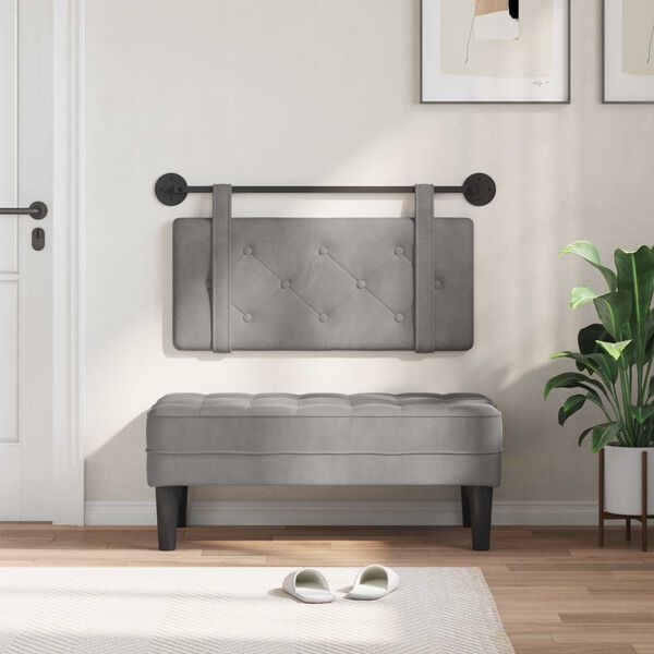 vidaXL T&ecirc;te de lit suspendue Gris clair 100 x 55 x 5 cm Velours