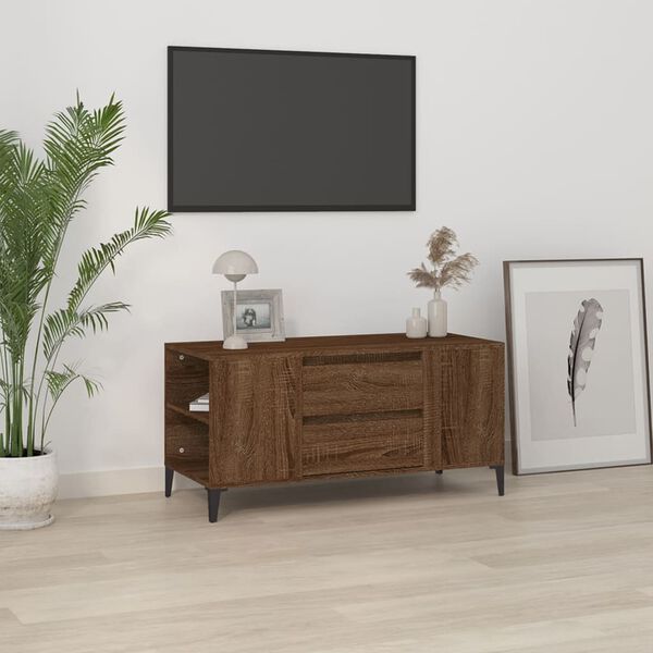 vidaXL Meuble TV Ch&ecirc;ne marron 102x44,5x50 cm Bois d'ing&eacute;nierie