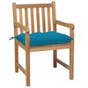 vidaXL Chaises de jardin lot de 4 avec coussins bleu clair Teck solide