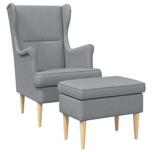 vidaXL Fauteuil avec pouf 2 pc Gris clair Tissu