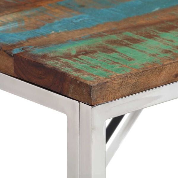 vidaXL Table console argent&eacute; acier inoxydable/bois massif r&eacute;cup&eacute;ration