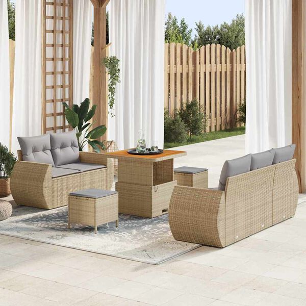 vidaXL Ensemble de canap&eacute; de jardin 8 pcs Beige et Gris clair