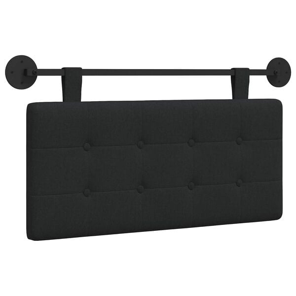 vidaXL T&ecirc;te de lit suspendue Montage mural Noir 90 x 55 x 5 cm tissu