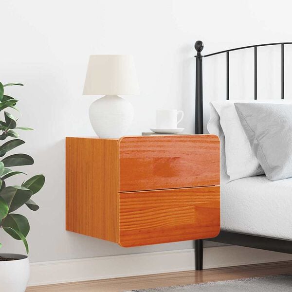 vidaXL Table de chevet Brun cire 39 x 34 x 33 cm Bois de pin massif