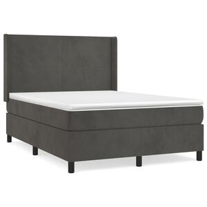 vidaXL Sommier &agrave; lattes de lit et matelas Gris fonc&eacute; 140x190cm Velours