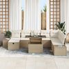 vidaXL Ensemble de canap&eacute; de jardin 11 pcs Beige Poly rotin
