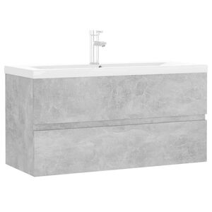 vidaXL Armoire d'&eacute;vier et lavabo int&eacute;gr&eacute; gris b&eacute;ton bois d'ing&eacute;nierie