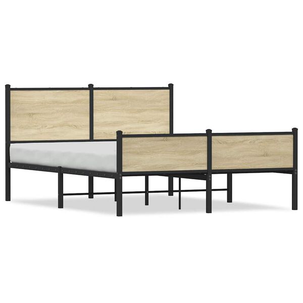 vidaXL Cadre de lit en m&eacute;tal sans matelas ch&ecirc;ne sonoma 150x200 cm