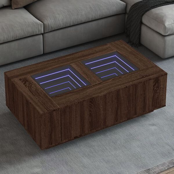 vidaXL Table basse avec LED infini chêne marron 116x69x40 cm