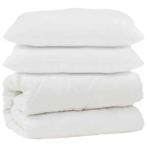 vidaXL Couette avec oreiller 3 pcs Blanc Microfibre