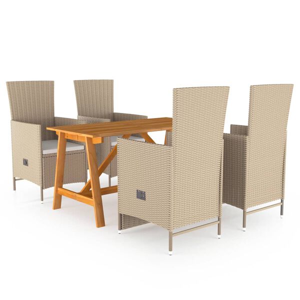 vidaXL Ensemble &agrave; manger de jardin 5 pcs Beige