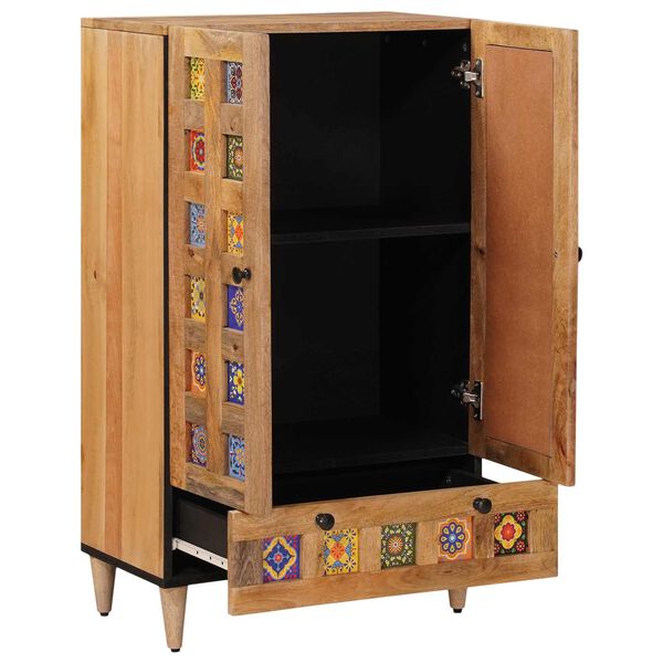 vidaXL Haut Armoire Naturel 60 x 33,5 x 100 cm Bois de mangue massif