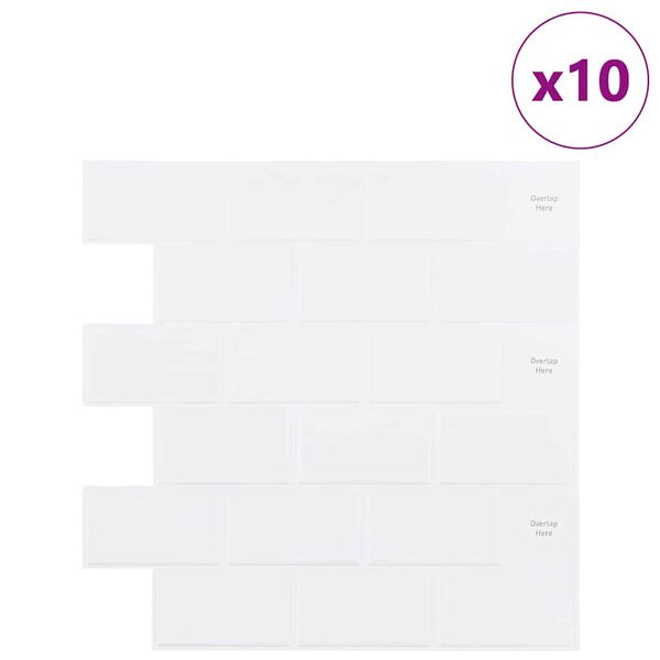 vidaXL Carreau de m&eacute;tro 10 pcs Blanc 30,5 x 30,5 cm