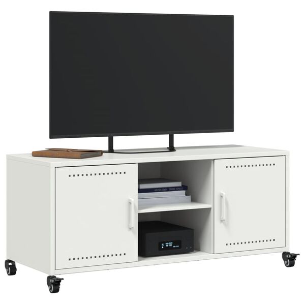 vidaXL Meuble TV blanc 100,5x39x43,5 cm acier