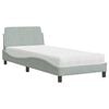 vidaXL Lit avec matelas Dover gris clair 90x190 cm velours