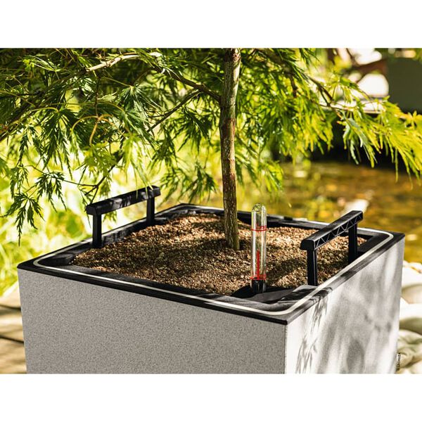 LECHUZA Jardini&egrave;re CANTO Stone 40 LED Low ALL-IN-ONE 40x40 cm