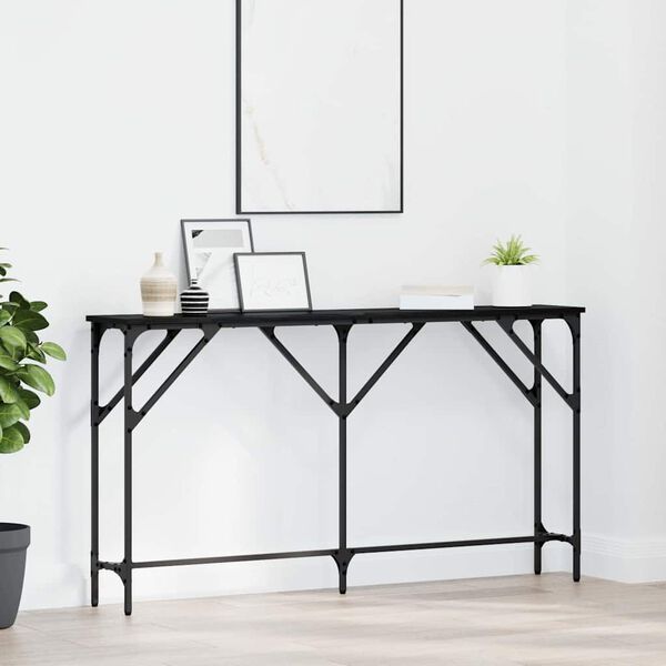 vidaXL Table console Ch&ecirc;ne noir 140 x 23 x 75 cm