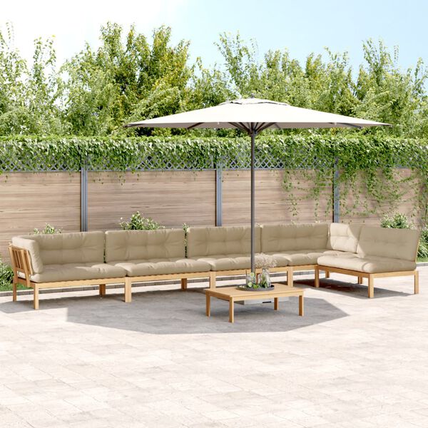 vidaXL Salon palette de jardin avec coussins 6pcs bois d'acacia massif