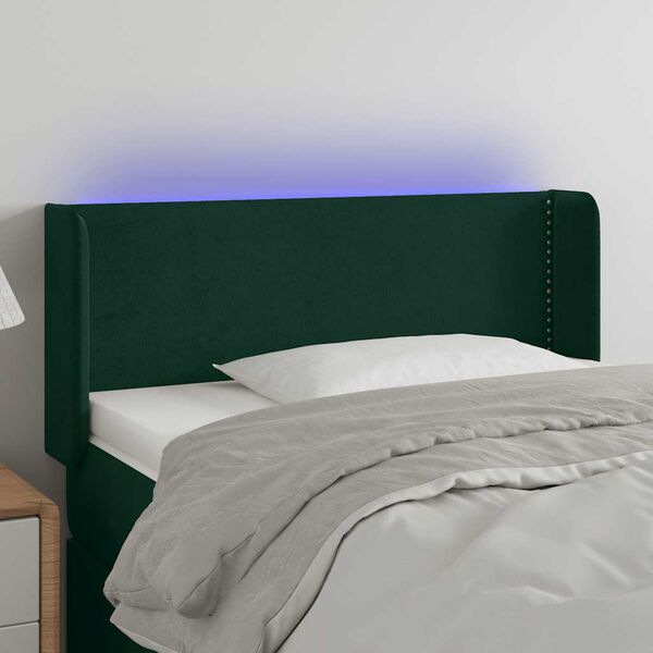 vidaXL T&ecirc;te de lit &agrave; LED Vert fonc&eacute; 103x16x78/88 cm Velours