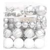 vidaXL Ensemble de boules de No&euml;l 70 pcs Argent&eacute; et blanc