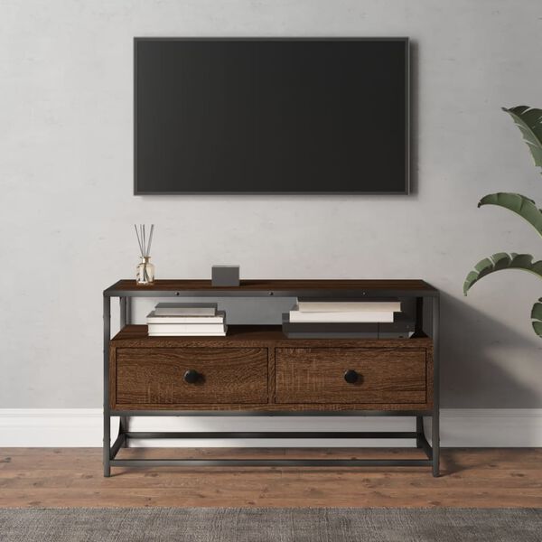 vidaXL Meuble TV ch&ecirc;ne marron 80x35x45 cm bois d'ing&eacute;nierie